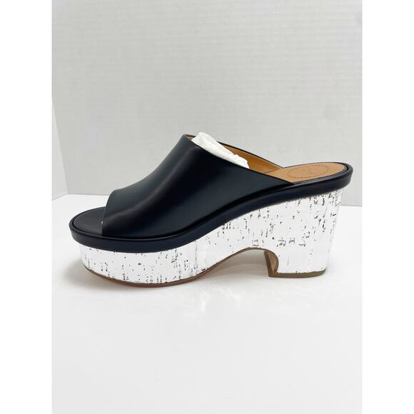 Chloé Oli Slip On Platform Wedge Mule Sandals Metallic Silver Black 40 - Picture 13 of 14